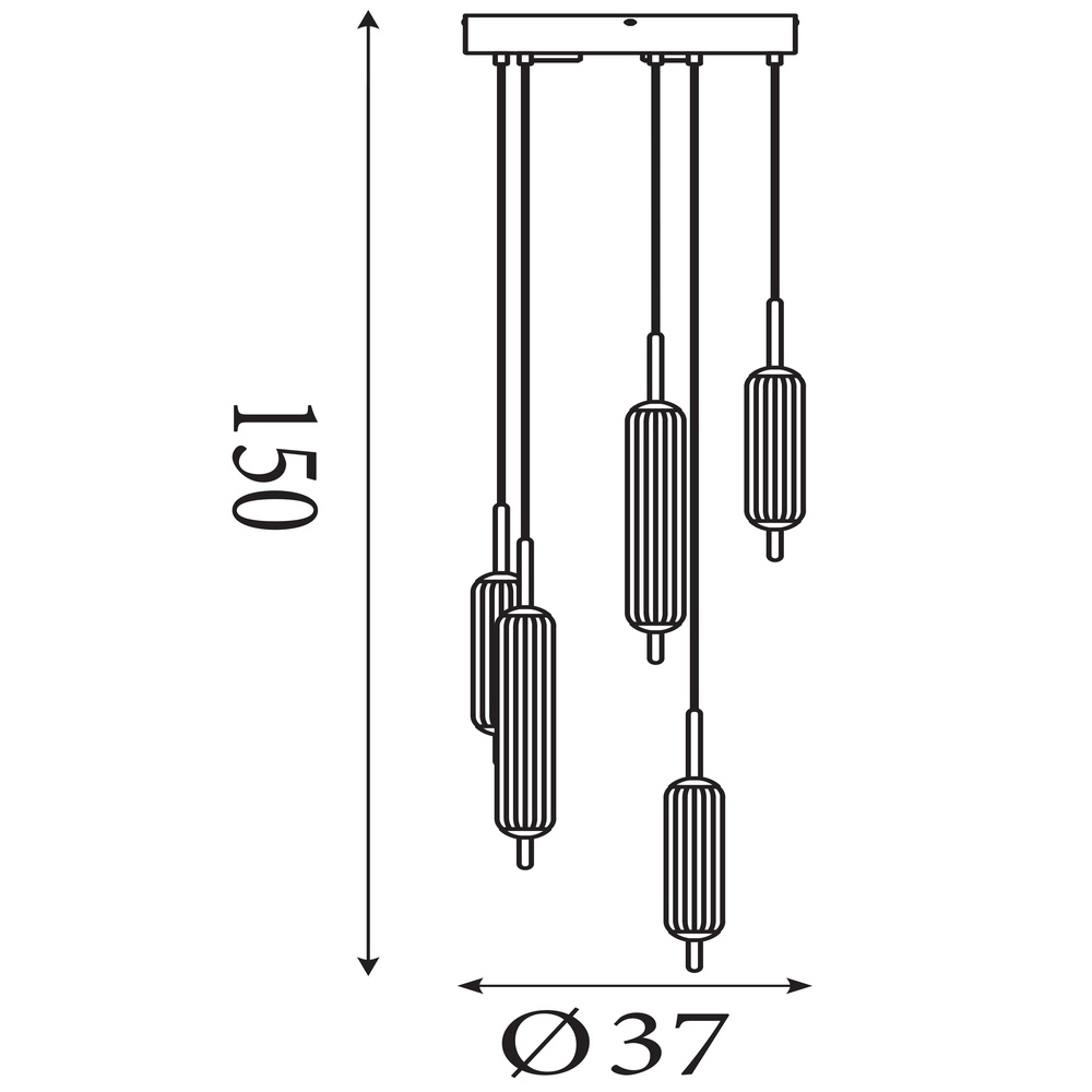 Unieke hanglamp Cattail 5-lichts bubbel glas Searchlight 5053423301259