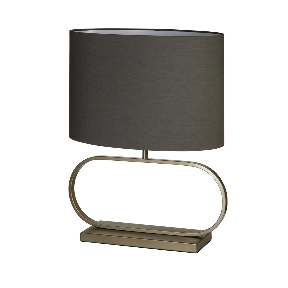 Tafellamp Sleek brons met grijze kap