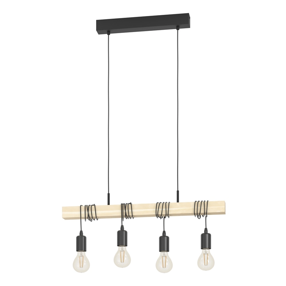 Hanglamp Townshend houtlook - 4x E27