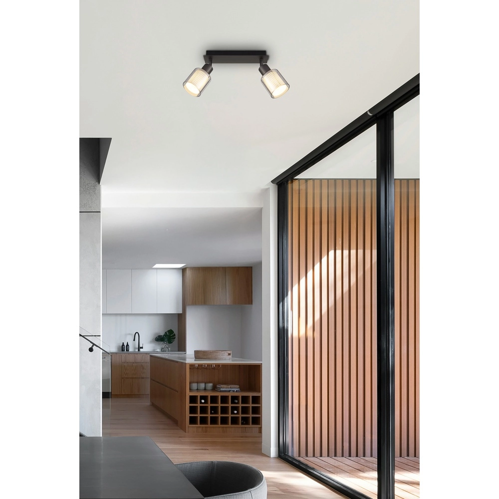 Design plafondlamp Villegas 2-lichts gunmetal Globo 9007371572946