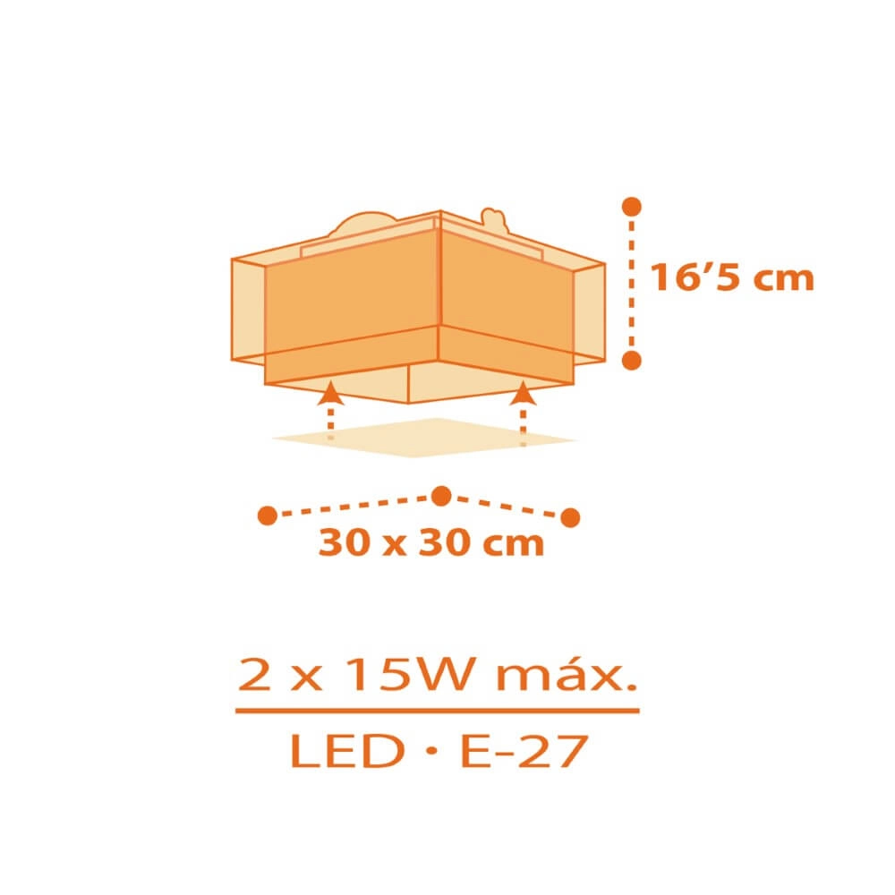 Vierkante plafondlamp Dinos Dalber 8420406003337