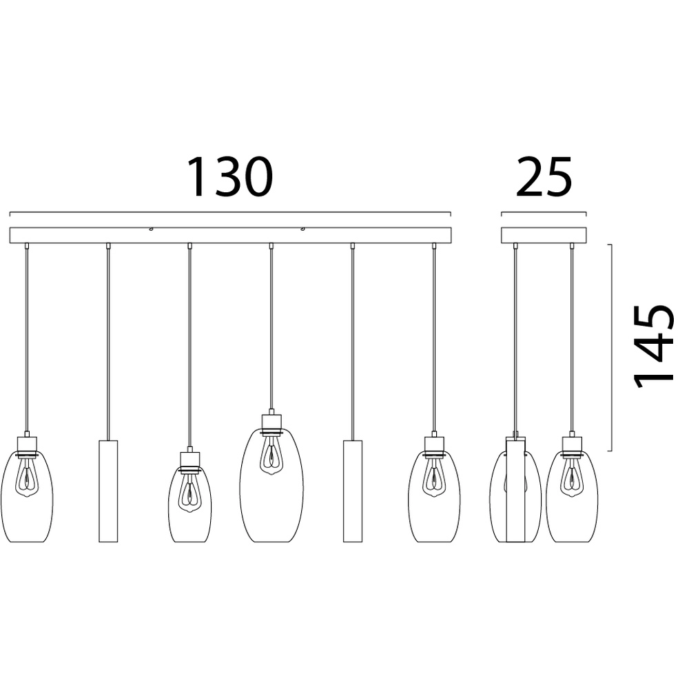 Glazen hanglamp Olive 4x glas - 2x Run - zand Masterlight 8718121396873