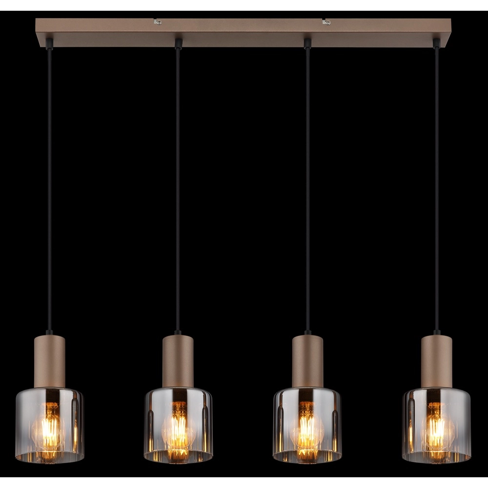 Hanglamp Walton 4-lichts koffie bruin Globo 9007371586189