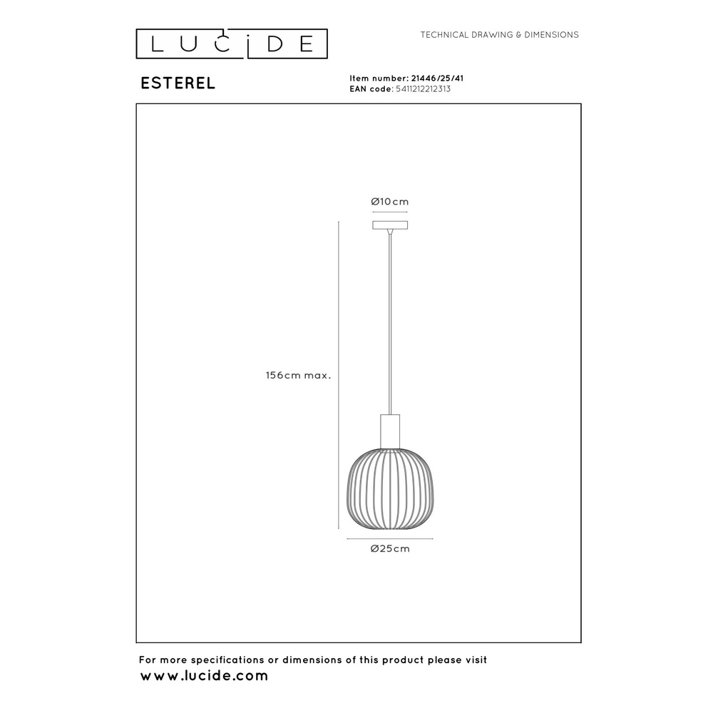 Hanglamp Ø 25cm Esterel zand bruin mini GU10 Lucide 5411212212313