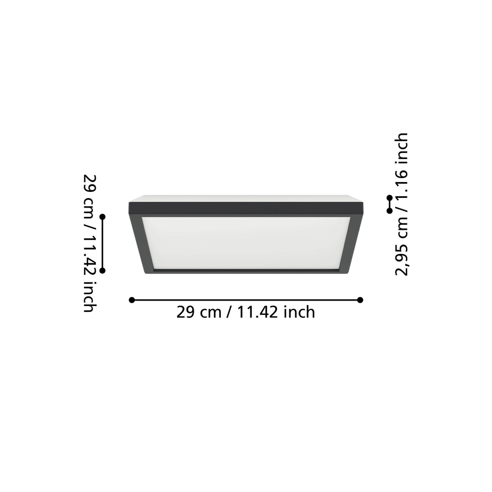 Slimme badkamer lamp Rovito-Z vierkant - zwart - 29x29cm Eglo 9008606329731