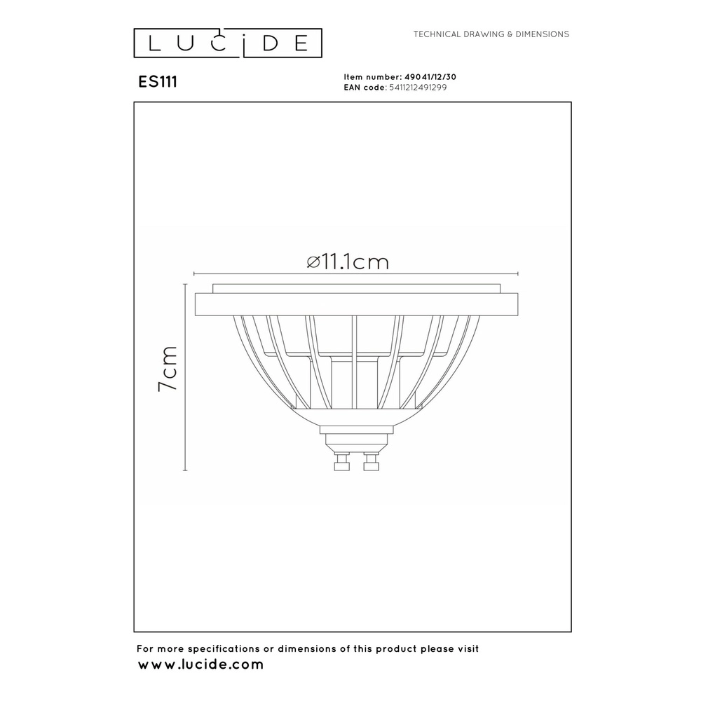 12W Led ES111 - 2200-3000K zwart DTW Lucide 5411212491299
