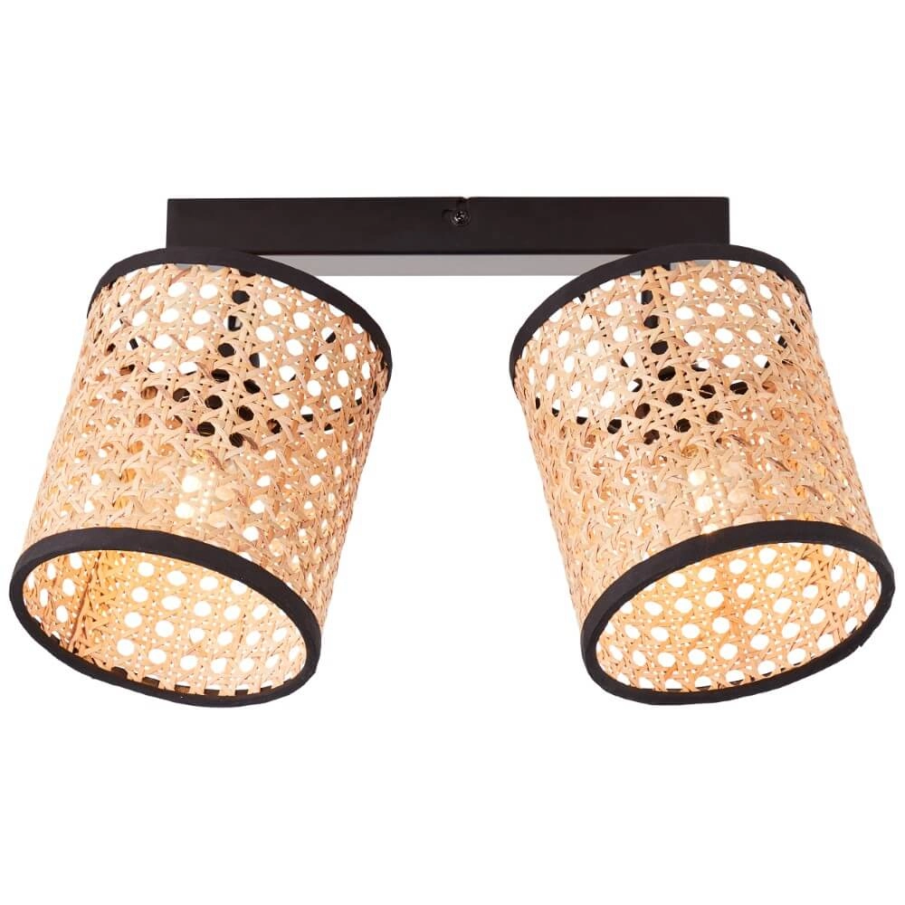 Spots Wiley 2-lichts zwart met rotan