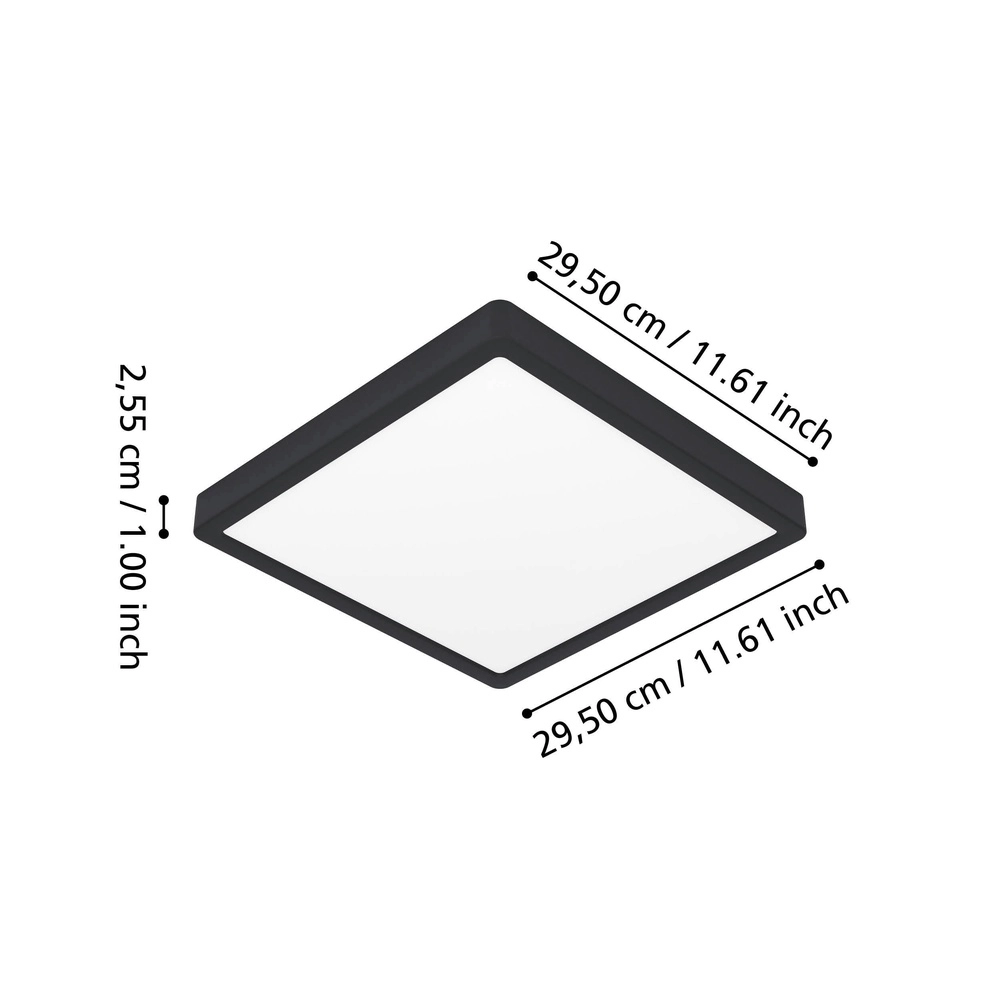 Plafonnière IP44 Fueva 6-Z vierkant - zwart - 29,5x29,5cm Eglo 9008606330522