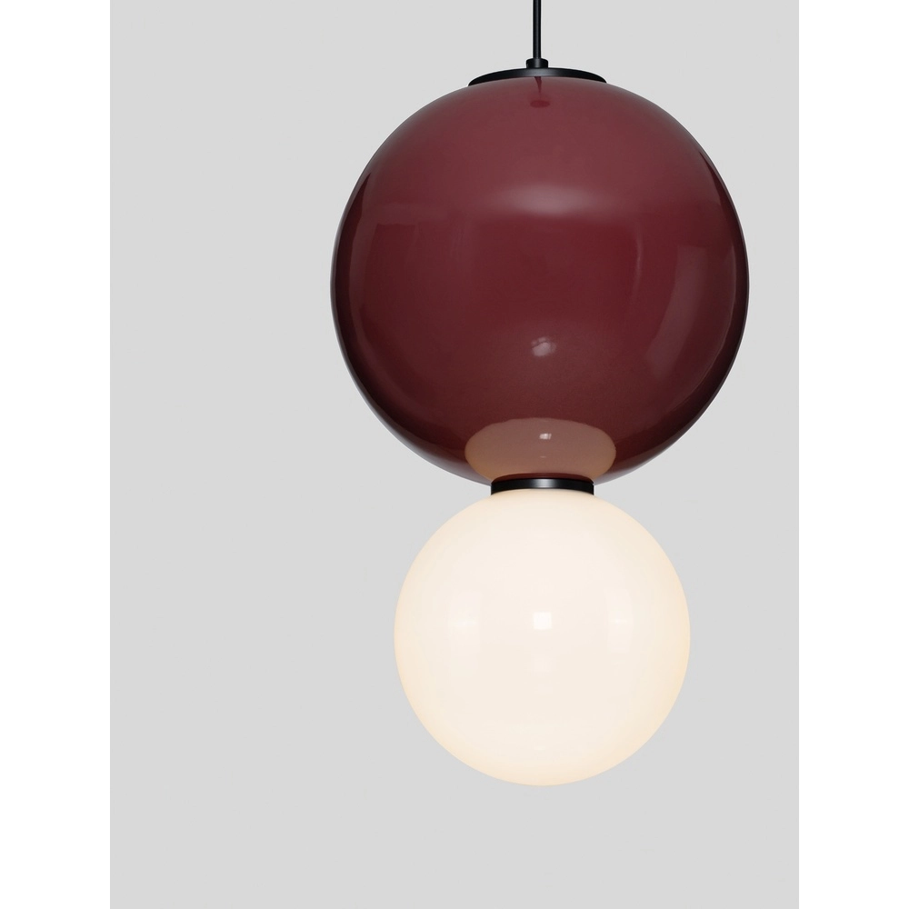 Hanglamp Noesis Ø 25cm bordeaux rood met wit Lyora 5212017483621