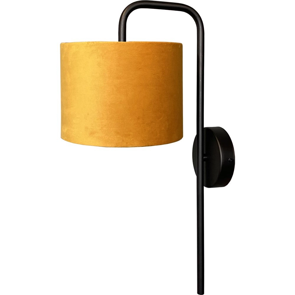 Zwarte wandlamp Venus met okergele lampenkap