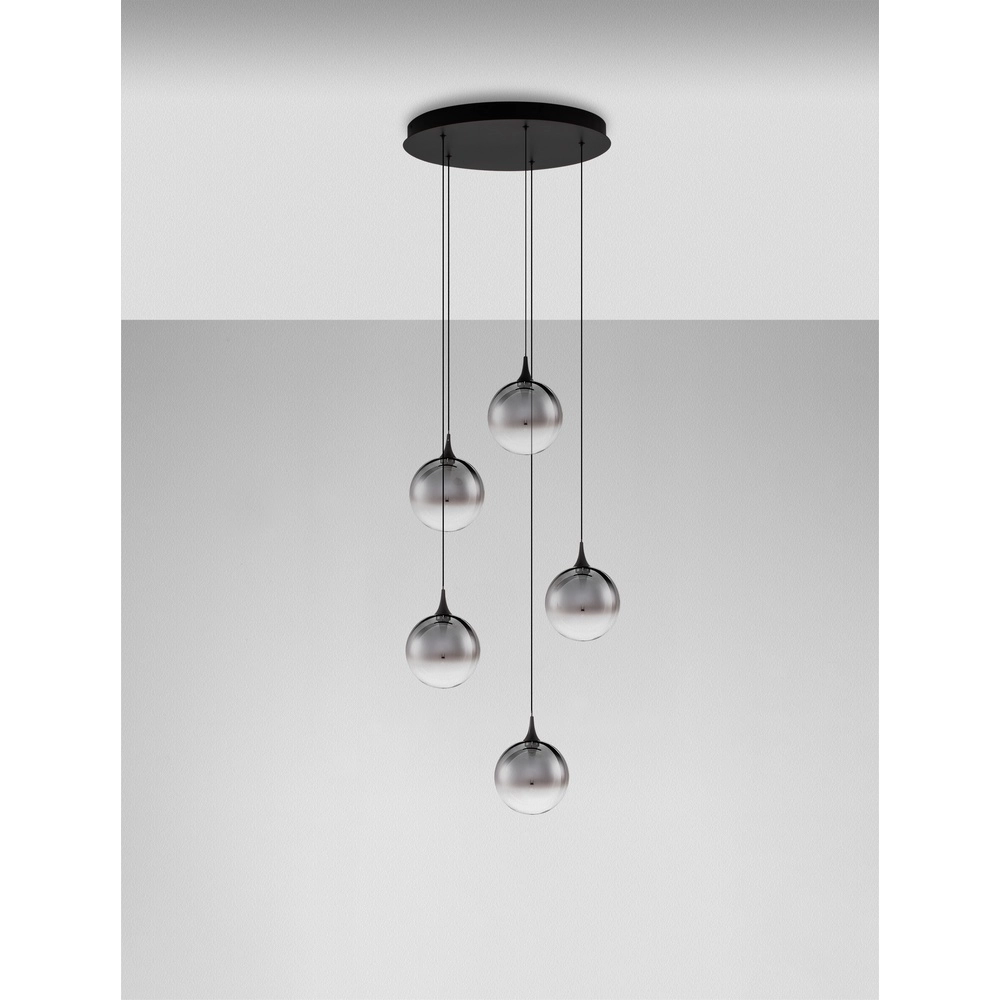 Hanglamp Orenda rond 5-lichts smoke glas Lyora 5212017477644