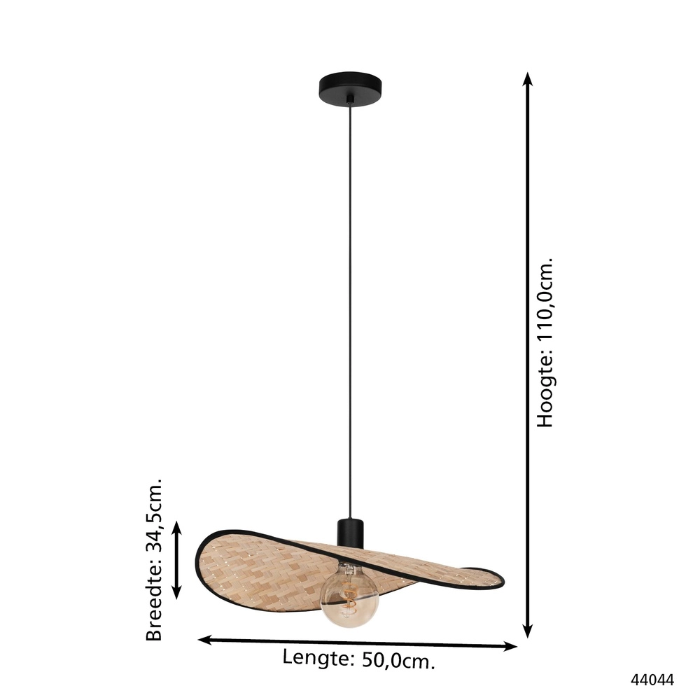 Rotan plafondlamp Marywell 50x34cm - E27 Eglo 9002759440442