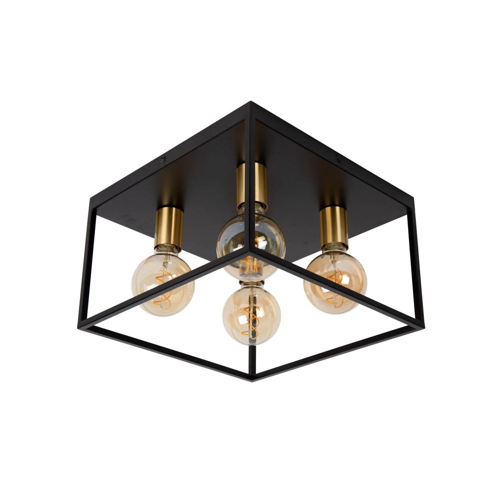 Plafondlamp Ruben zwart 36cm vierkant