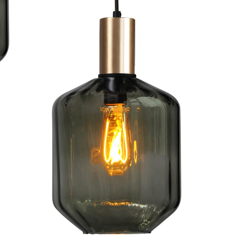 3-lichts vide hanglamp - goud - Porto met Jagger green glazen Masterlight 8718121270845