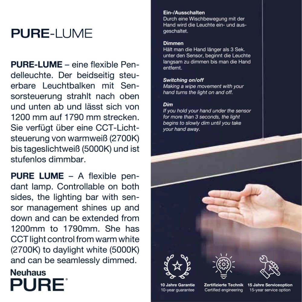Strakke hanglamp Pure Lume aluminium Paul Neuhaus 4012248352212