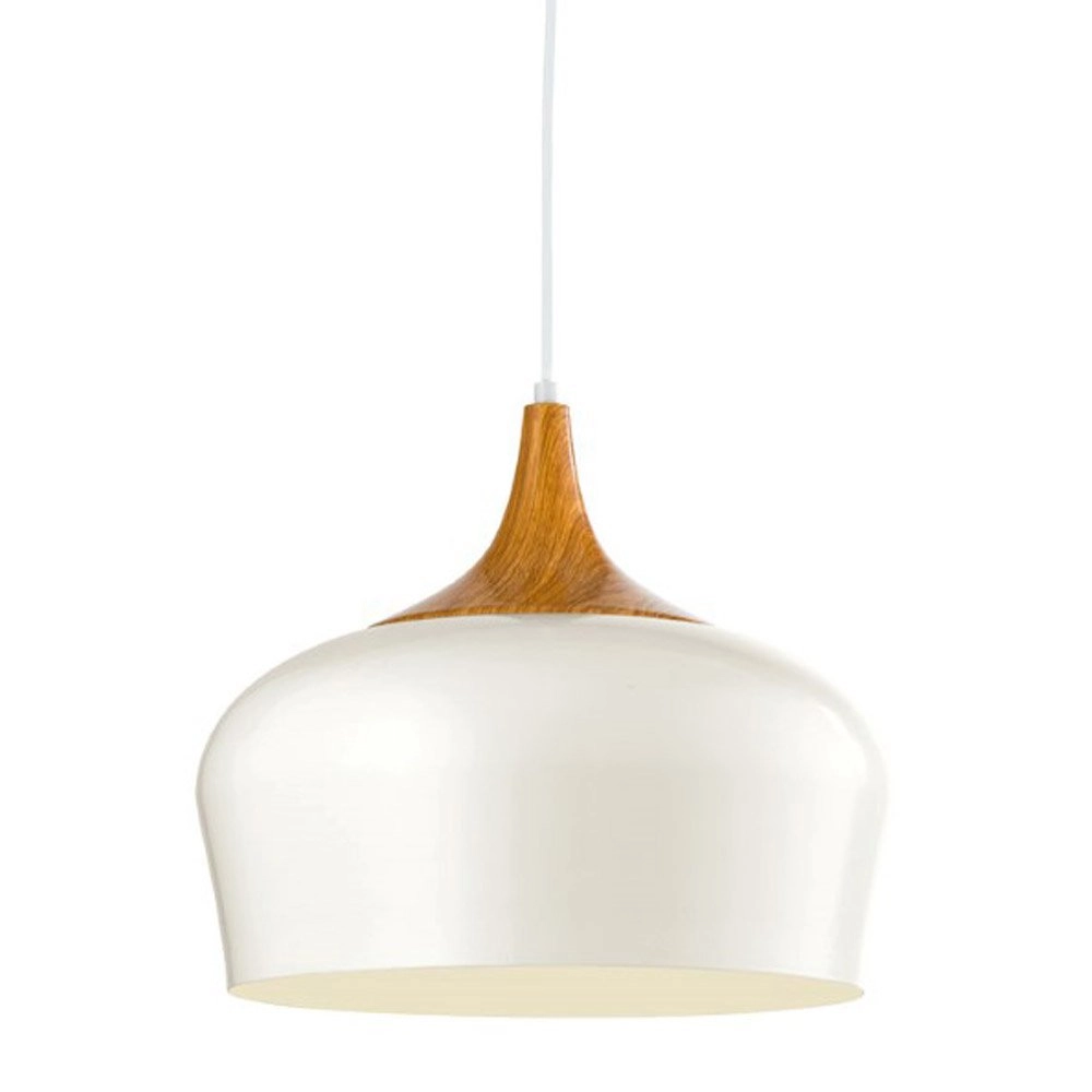 Hanglamp Obregon wit met houtbruin