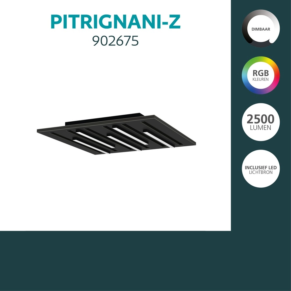 Smart plafonniere Pitrignani-Z vierkant 38 x 38cm zwart Eglo 9008606390526
