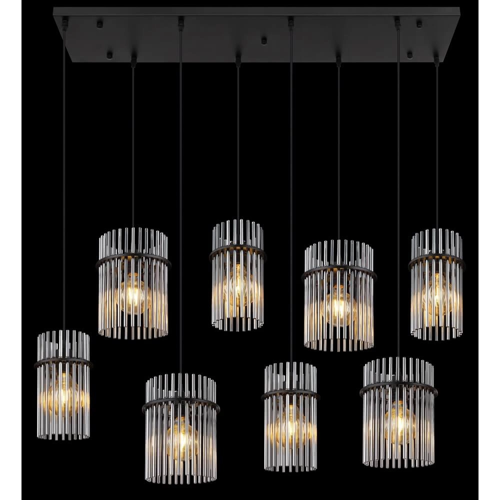 Zwarte hanglamp Gorley met smoke glas 8-lichts Globo 9007371465958