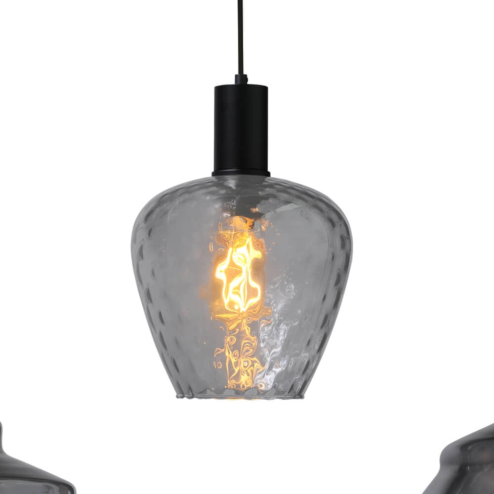 5-lichts hanglamp - zwart - Porto met verschillende glazen Masterlight 8718121270395