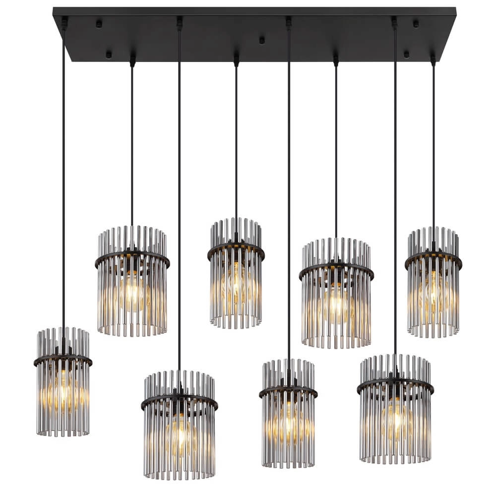 Zwarte hanglamp Gorley met smoke glas 8-lichts Globo 9007371465958