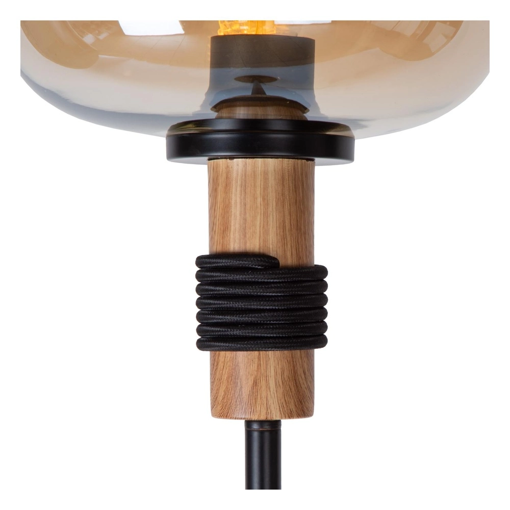 Vloerlamp Ilona zwart met amber glas Lucide 5411212452702