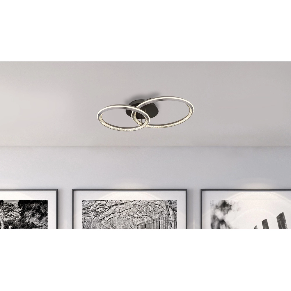 Design plafondlamp Alaina 2 ringen grijs Globo 9007371462896
