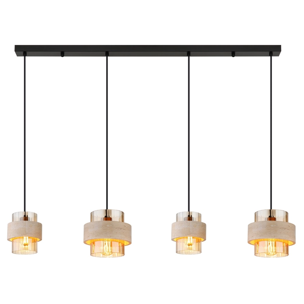 4-lichts hanglamp Daren zwart met marmer Globo 9007371592654