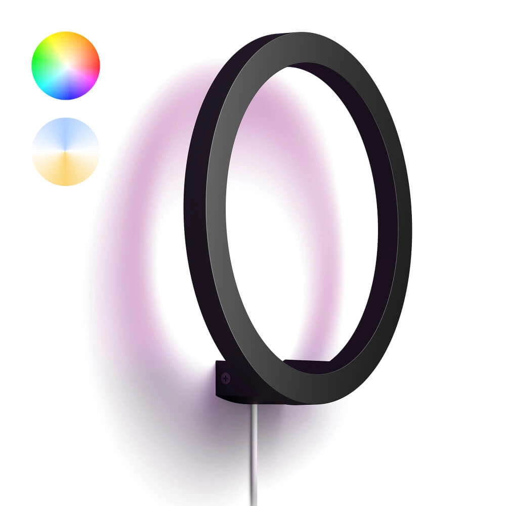 Wandlamp Cirle Hue Sana - White and Color zwart