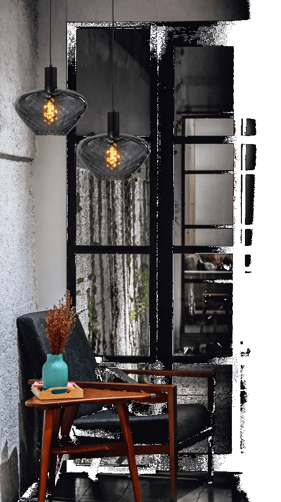 Hanglamp zwart Porto met Blossom smoke glas - Ø 30cm Masterlight 8718121269320