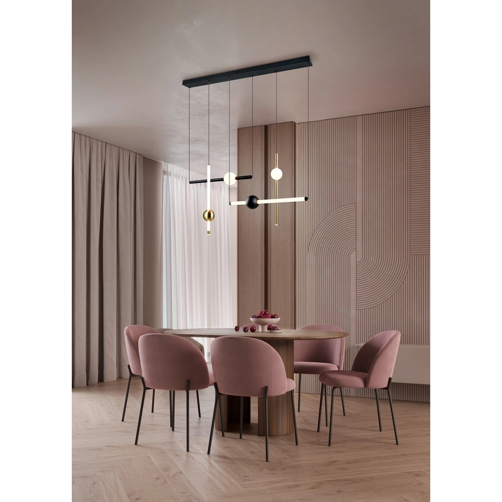Moderne hanglamp Melita zwart met goud Trio 4017807661910