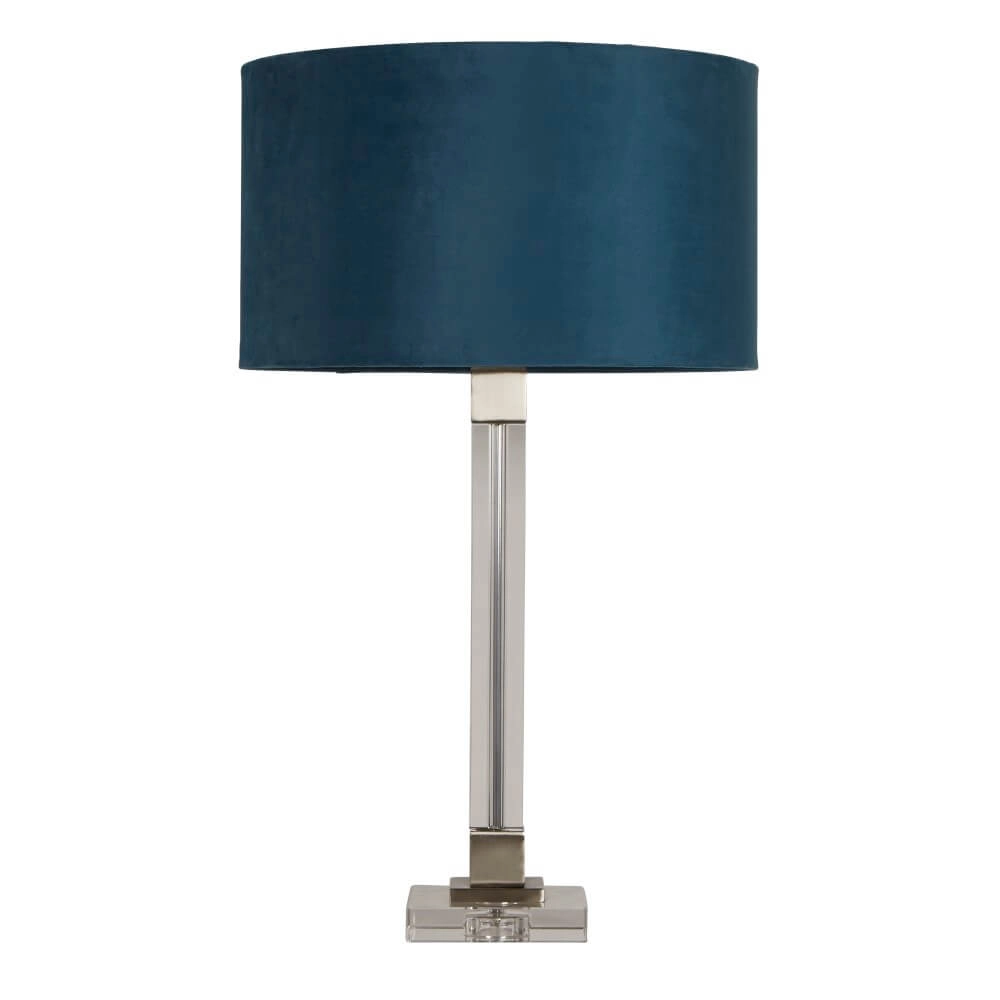 Design tafellamp Scarborough goud met blauwe kap