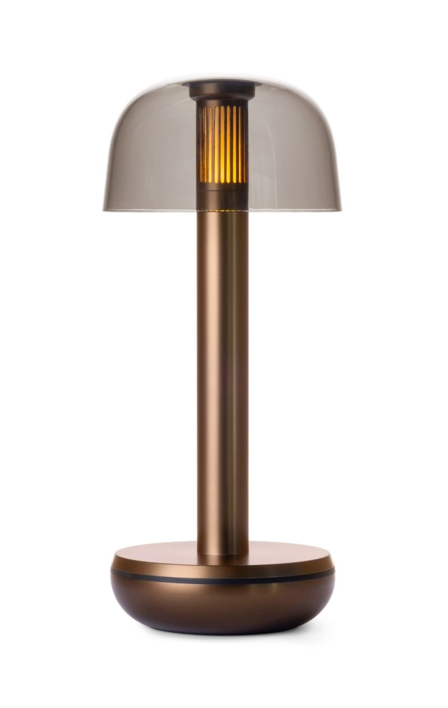 Oplaadbare tafellamp Two Bronze Smoked