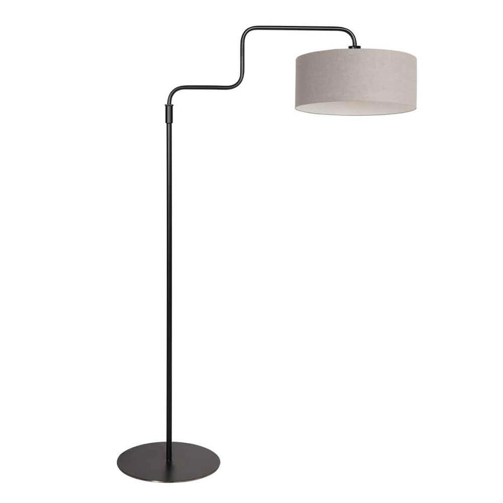 Vloerlamp Bloeba zwart met grijze kap