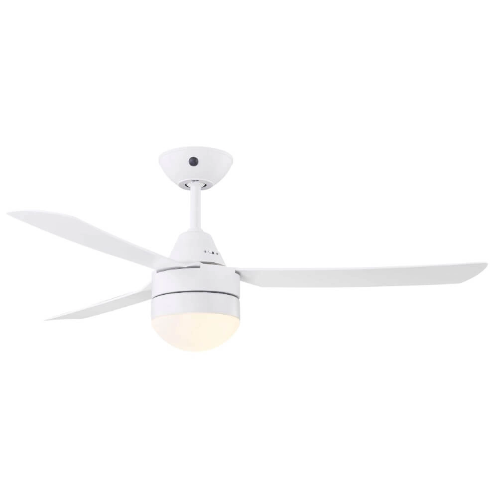 Witte ventilator met lamp Megara Ø 122cm IP55 Beacon 9333509151500