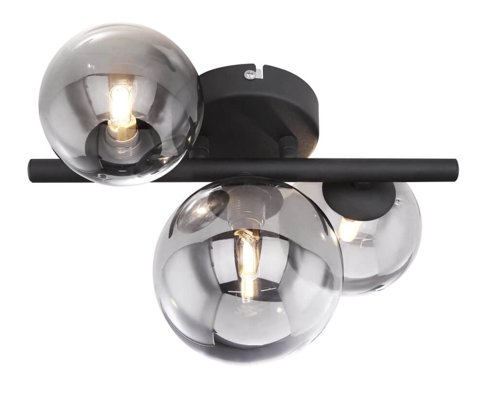 Zwarte plafondlamp met smoke glas Riha Globo 9007371396030