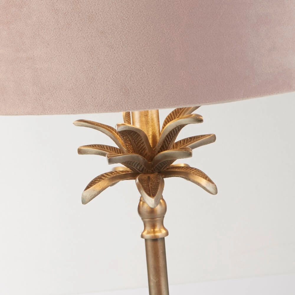 Tafellamp Palm goud met roze kap Searchlight 5053423257488