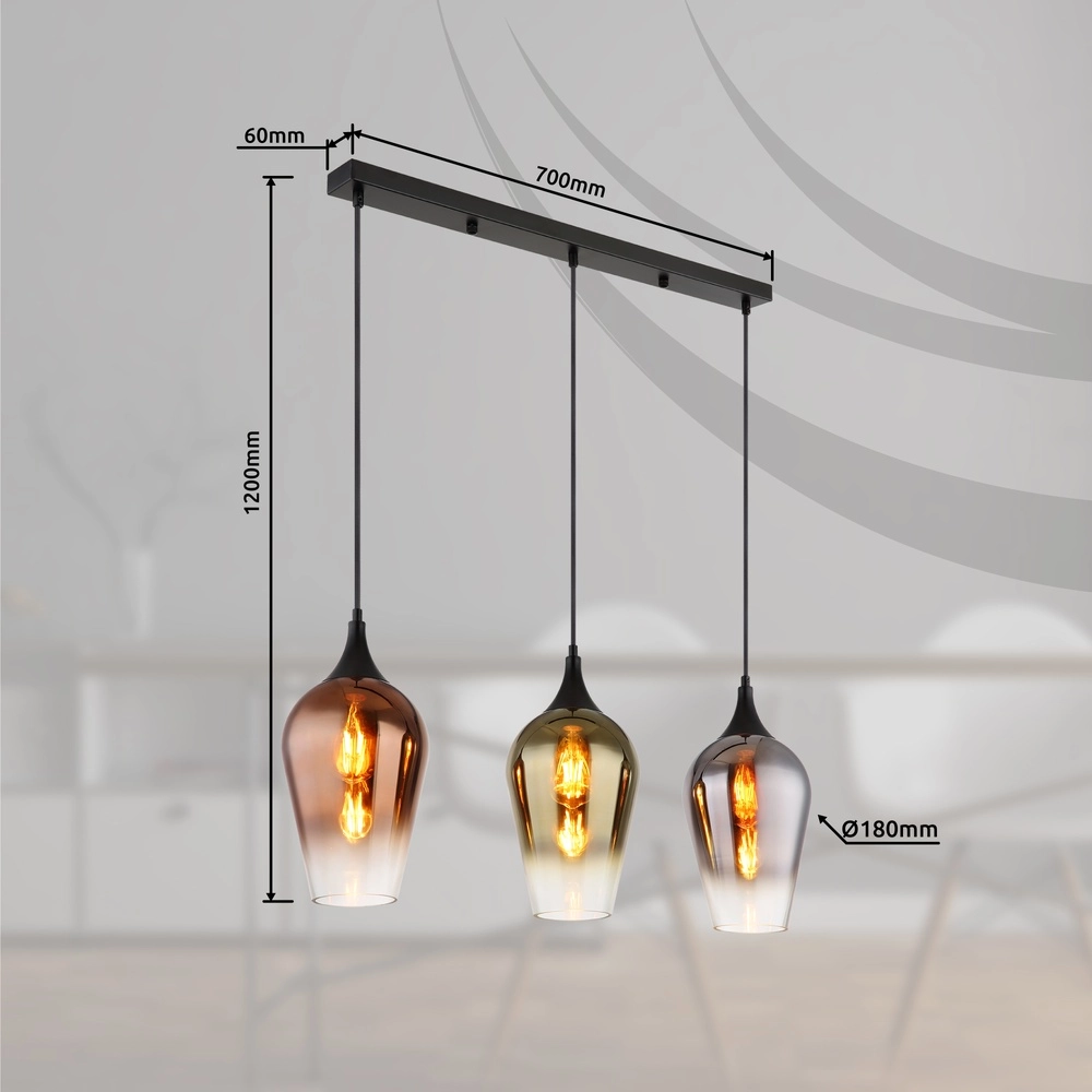 3-lichts hanglamp Lavus meerdere kleuren Globo 9007371453009