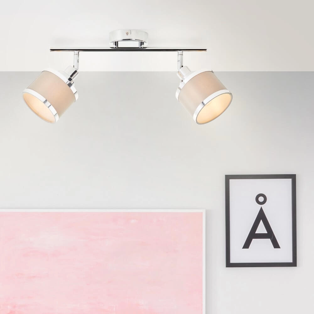 2-lichts plafondlamp Alexia chroom en grijs Brilliant 4004353424144