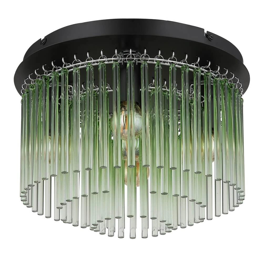 Zwarte plafondlamp Gorley met groen glas Ø 32cm Globo 9007371468980
