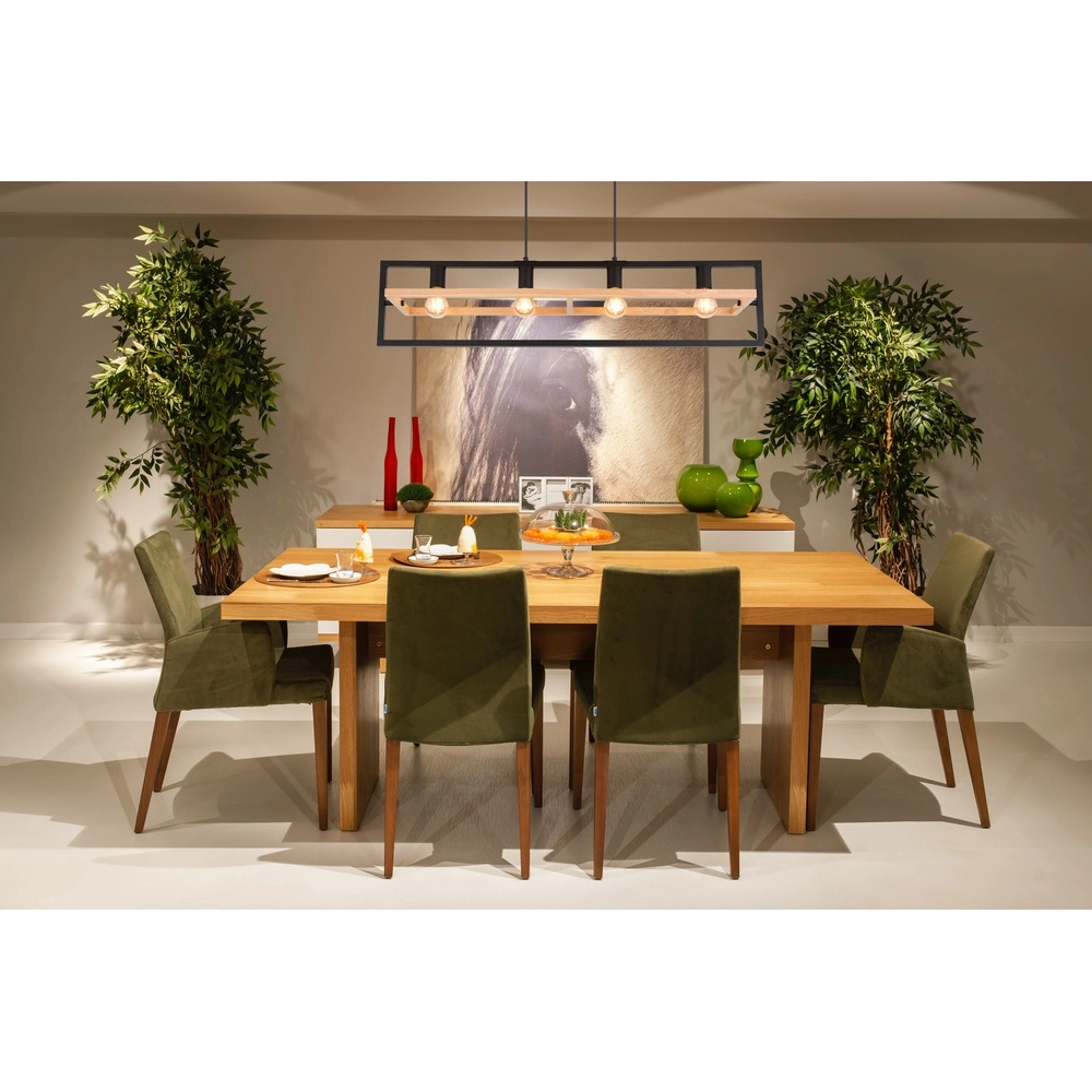 4-lichts hanglamp Erica zwart met hout Globo 9007371433711