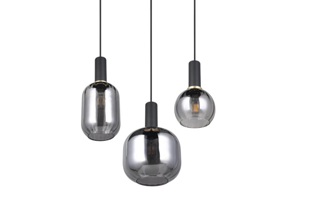 Eetkamer hanglamp Diva 3-lichts - smoke glas Trio 4017807614565