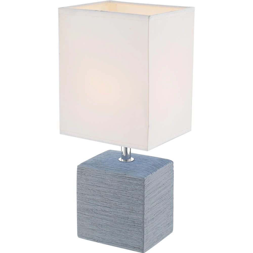 Strakke tafellamp Geri blauw met witte kap