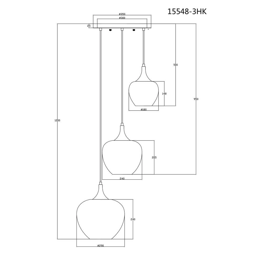 Antraciet hanglamp Maxy met wit glas 3-lichts Ø 49cm Globo 9007371453177