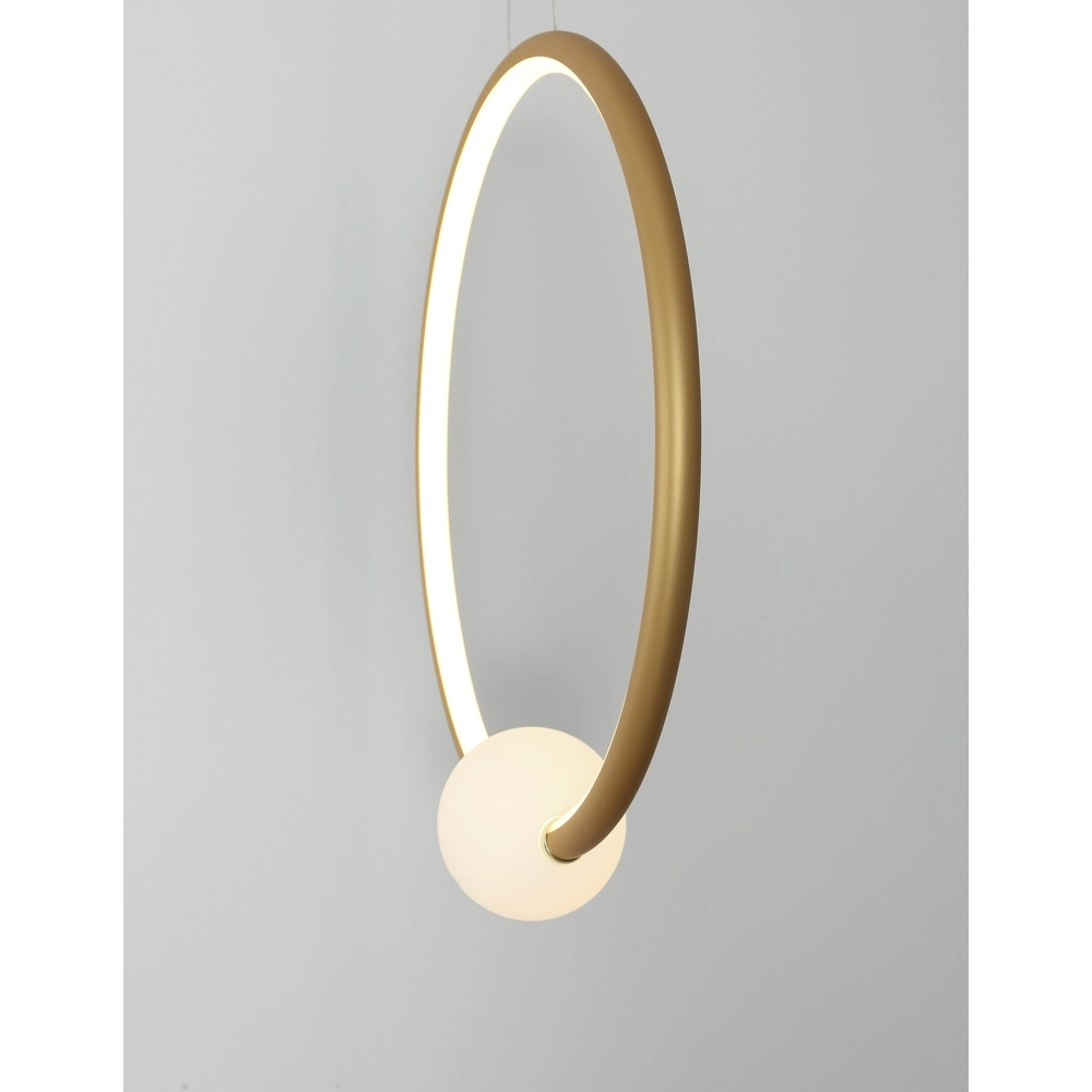Hanglamp Celia goud met wit rond Lyora 5212017429360