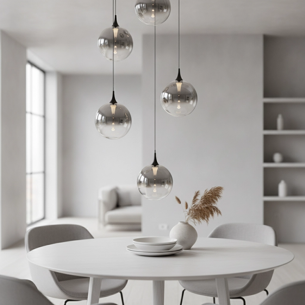 Hanglamp Orenda rond 5-lichts smoke glas