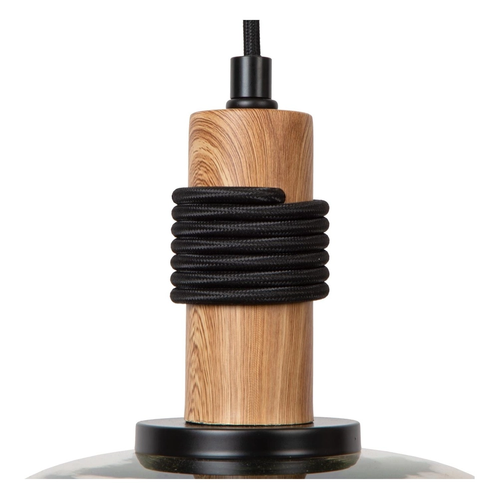 Hanglamp Ilona Ø 22cm zwart met amber glas Lucide 5411212452665