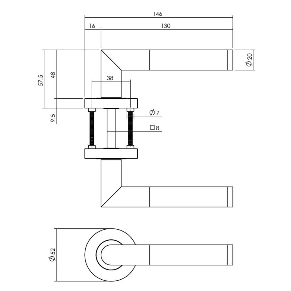 Deurklink Bastian rond antraciet Intersteel 8714186539453