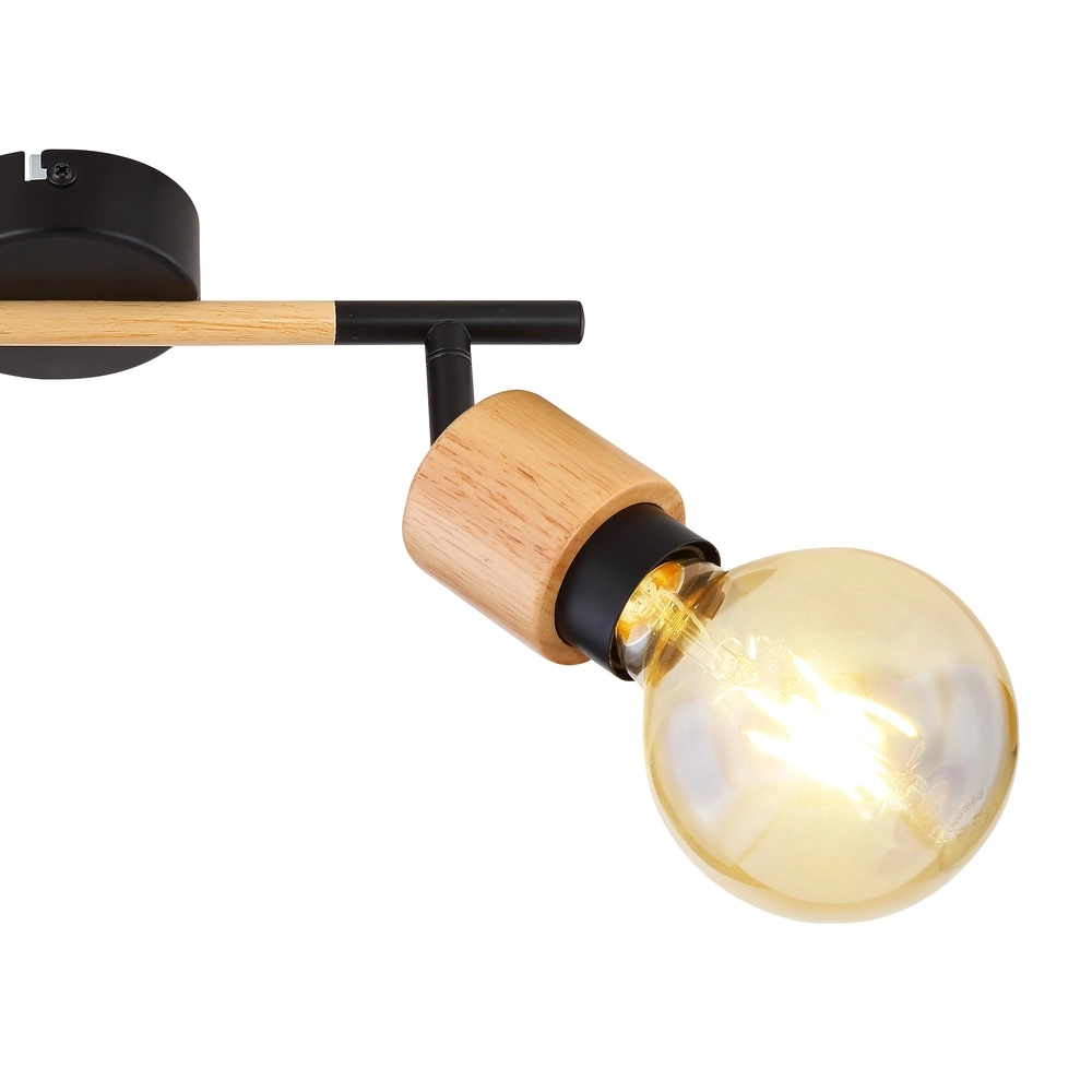 Plafondlamp Jorna 2-lichts zwart met hout Globo 9007371402281