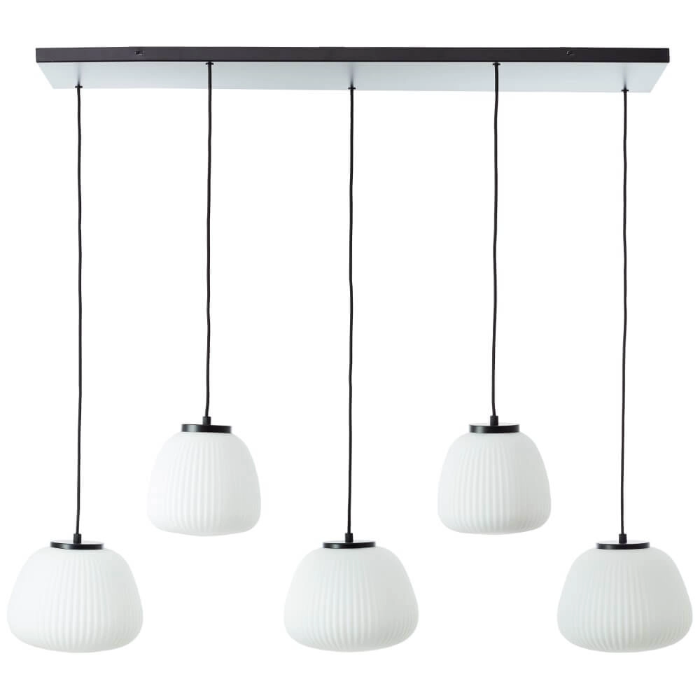 Hanglamp Kaizen 5-lichts zwart met wit Brilliant 4004353447198