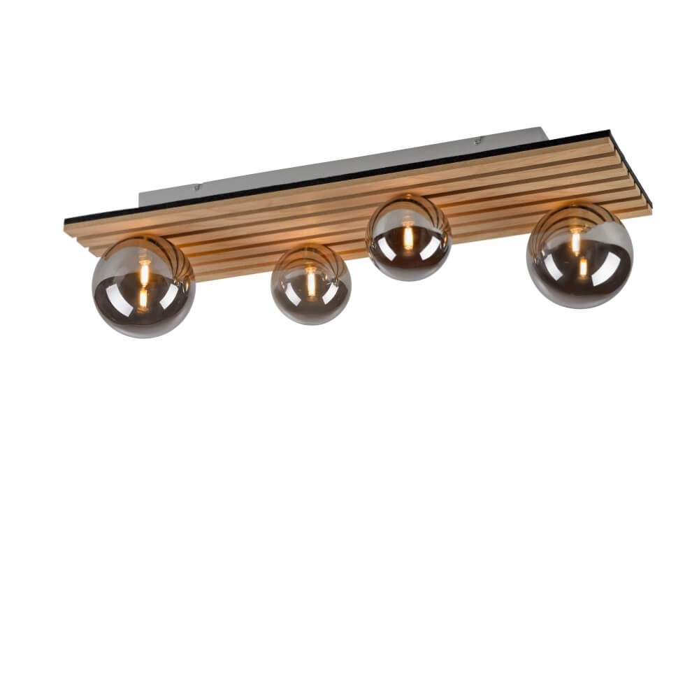 Houten plafondlamp Green Stika rechthoekig